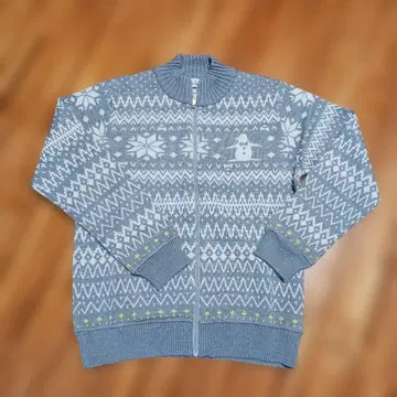 [ 새상품급 ] Munsingwear 그레이 눈꽃 무늬 집업 스웨터