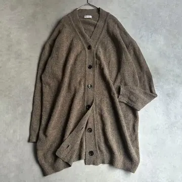 매디슨 블루 롱 가디건 V넥 로고 각인 버튼 긴팔 베이지