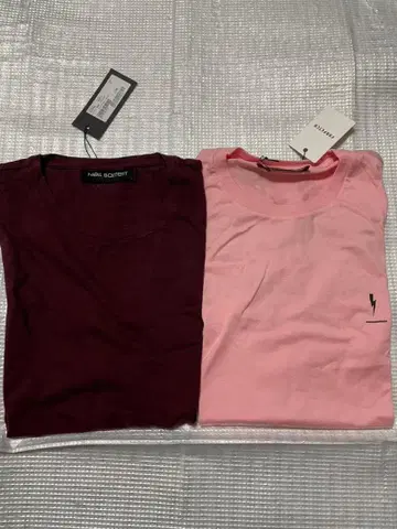 닐 바렛 T셔츠 2장 보르도 핑크 미사용 새상품