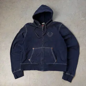 트루 릴리젼 풀 집업 후드티 로고 네이비