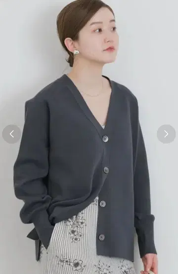 IENA 파인코튼 스무스 V넥 가디건 그레이