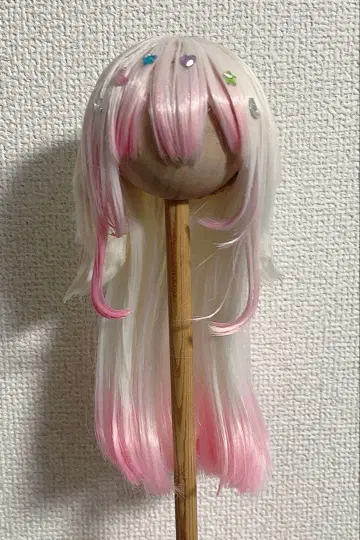 화이트 핑크 그라데이션 가발 인형 가발 6~7인치 1/4 토끼
