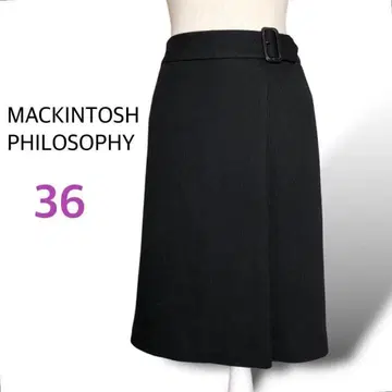 매킨토시 필로소피 울 무릎 기장 스커트 36 블랙