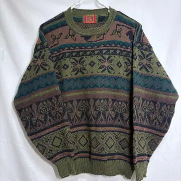 International club 니트 스웨터 아메카지 카키 브라운