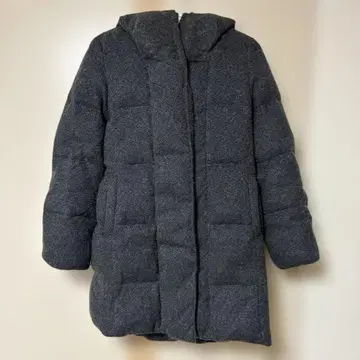 더즈린 다크 그레이 후드 부착 다운 코트