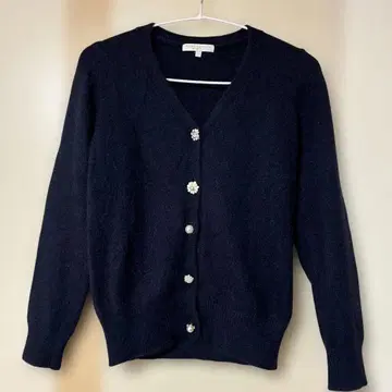 프로포션 바디 드레싱 네이비 V넥 가디건