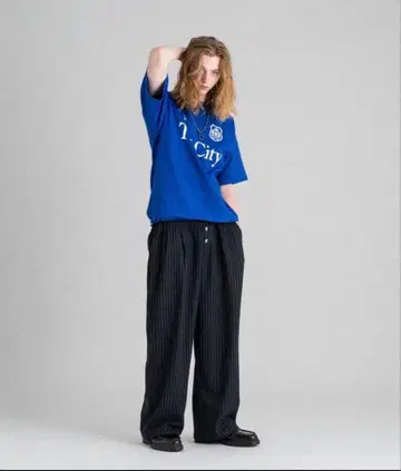 WISH FOR EVER 와이드 턱 버튼 플라이 슬랙스 L 사이즈