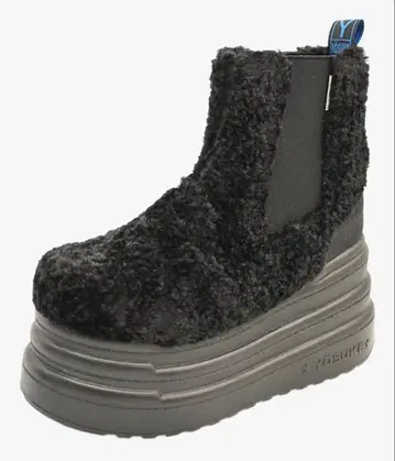 요스케 YOSUKE 통굽 보아 부츠 23.5cm 블랙콤비