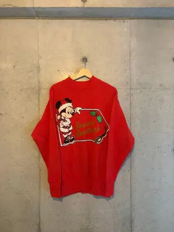 80s 빈티지 디즈니 미키 크리스마스 맨투맨