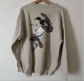 베이지 새 자수 크루넥 트레이닝복