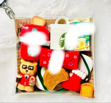 가챠 묶음 판매 데코 부품 카페 곰 빨간색 레드 파우치