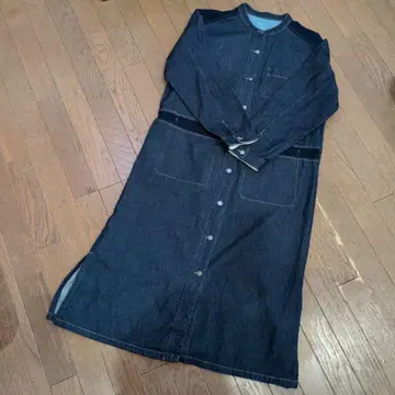 컴시즘 오니기리 데님 컬러 셔츠 롱 원피스