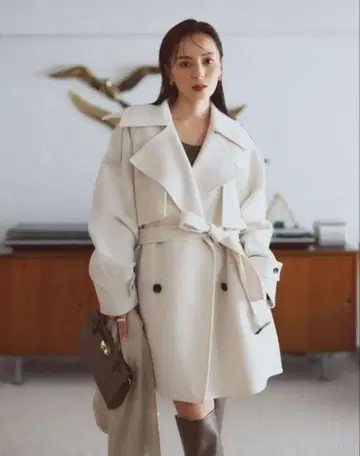 [ 인기 ] anuans 리버 미들 울 트렌치코트 화이트