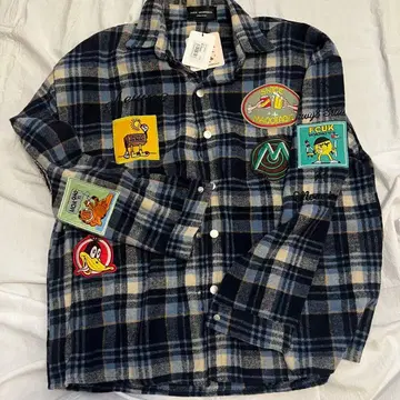 한국 잡화점 구매 플란넬 셔츠 와펜 부착