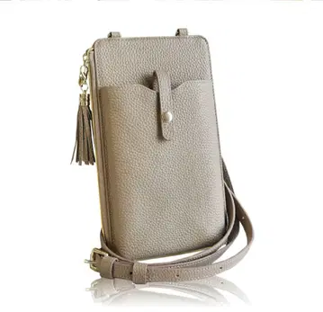 그레이지 태슬 부착 스마트폰 숄더백