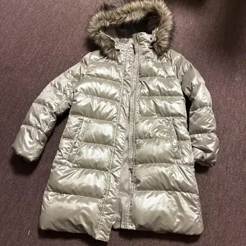 유니클로 후드 부착 다운 코트 L 사이즈 실버