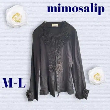 미모사립 가디건 블랙 M-L 사이즈 옷깃 소매 퍼 포함 스팽글