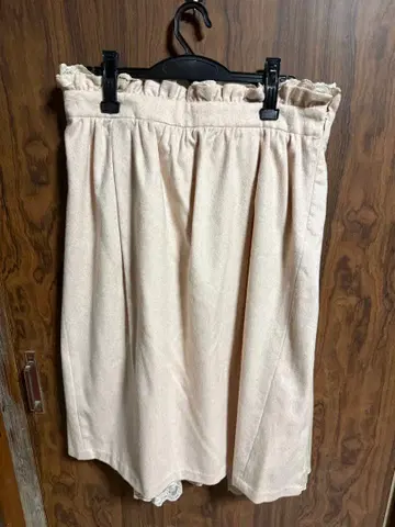 프랑슈리페 핑크 베이지 플레어 스커트 레이스 부착