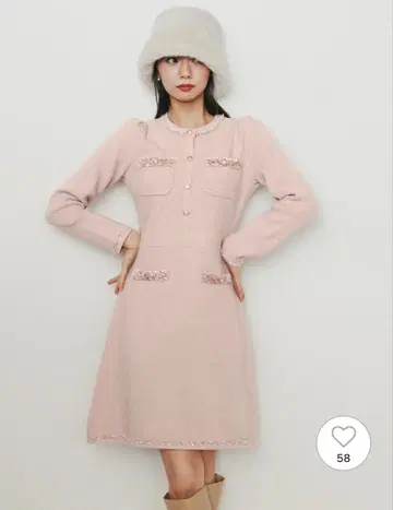 [셀포드] WEB 한정판 트위드풍 니트 원피스