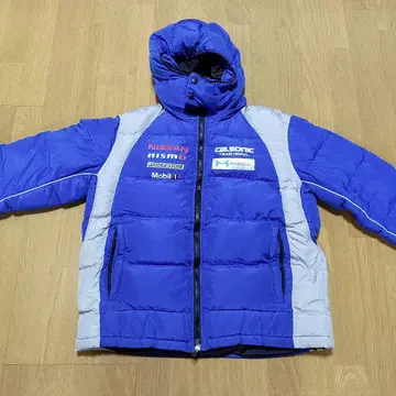 Calsonic 후드 부착 다운 자켓 파랑