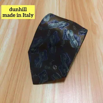 dunhill 브라운 바이올린 패턴 넥타이 이탈리아제 실크