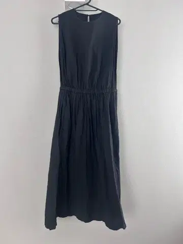 homspun 코튼 린넨 매트 슬리브리스 원피스