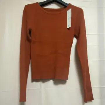 크루넥 니트 오렌지 리브 스웨터 F 사이즈