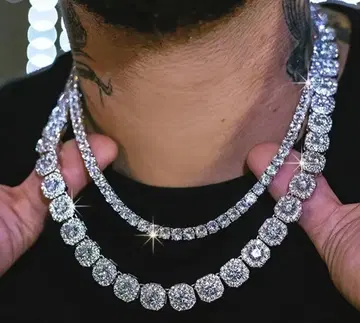 극상의 빛 Icedout 체인과 팔찌 x 테니스 체인 럭셔리 3개 세트