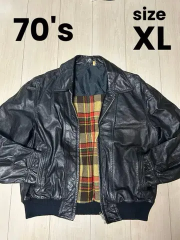 가죽 자켓 체크 안감 빈티지 70년대 가죽 점퍼