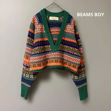 BEAMS BOY 페어아일 V넥 니트 사이즈 FREE