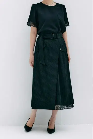 Ruimeme 스트라이프 비대칭 스커트