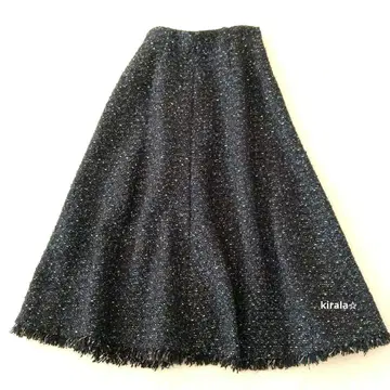 저스길리티 라메 트위드 롱 플레어 스커트