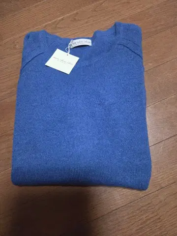 택 포함 새상품 캐시미어 100% 긴 길이 긴팔 니트 블루 사이즈 S