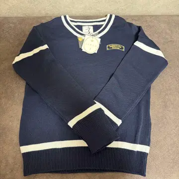 사만다 타바사 골프 골드 버튼 V 풀오버 니트 네이비