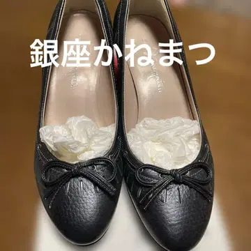 긴자 카네마츠 블랙 가죽 펌프스