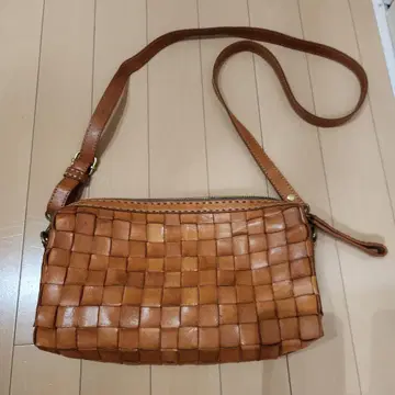 robita 천연 가죽 뜨개질 숄더백