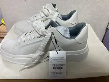 ZARA 화이트 가죽 스니커즈 통굽 새상품 정가 7,980엔