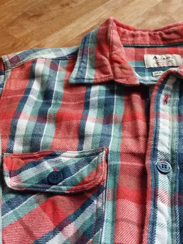 플란넬 셔츠 빨간색 그린 체크