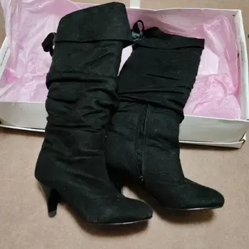 블랙 스웨이드풍 롱 부츠 22cm