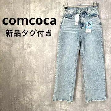 택 포함 새상품 comcoca 무브 데님 와이드 스트레치 워시 블루