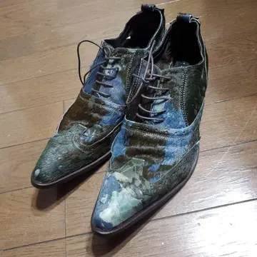 청록색 가죽 드레스 신발 27cm