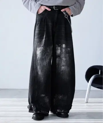 Spielio 블랙 와이드 팬츠