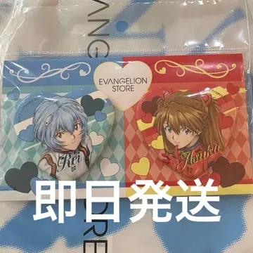 신세기 에반게리온 14주년 기념 페어 하트형 캔뱃지 아스카 아야나미 레이