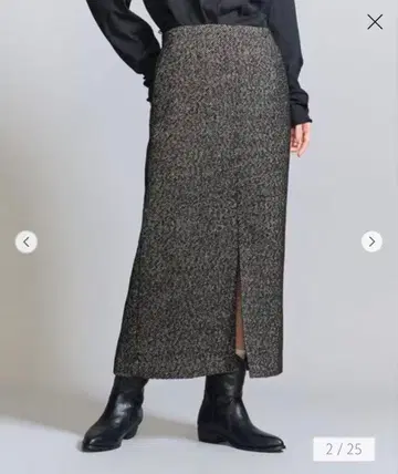 새상품 BEAUTY&YOUTH 트위드라이크 프론트 지퍼 스커트 블랙