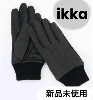 ikka 인조 가죽 콤비 그로브 이카 장갑 다크 그레이
