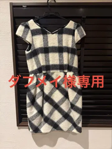 슬리브리스 무릎 기장 원피스 체크 무늬