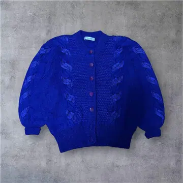 90s 니트 올 패턴 vintage 블루 사이즈 M