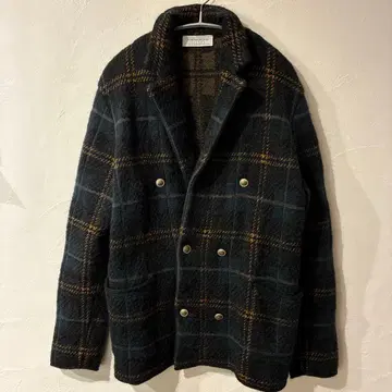 새상품급 투모로우랜드 니트 자켓 체크 더블 테일러드 모헤어