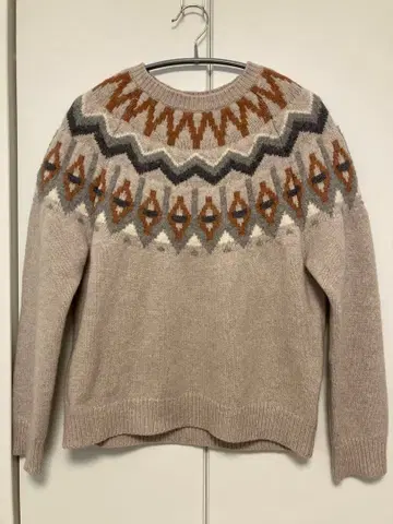 노르딕 무늬 울 혼방 스웨터 휴먼 우먼