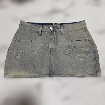 후즈후 스톤 장식 데님 미니 스커트